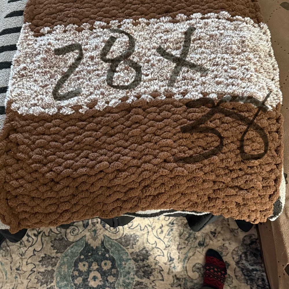 Cozy Brown and Cream Chunky Knit Throw Blanket